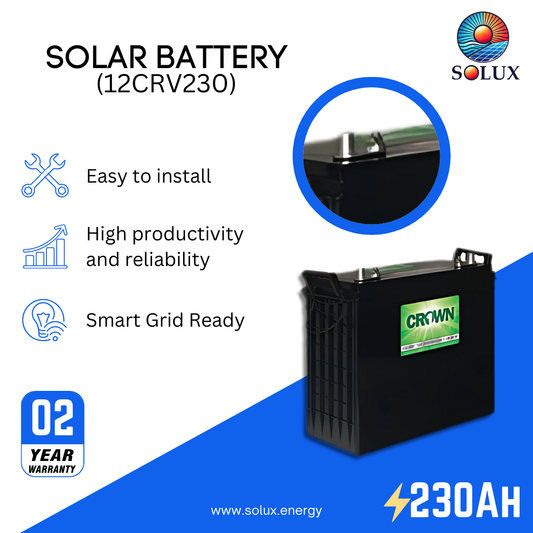 This is an image of 12CRV230 12v Crown Renewable Energy Deep Cycle Solar Battery