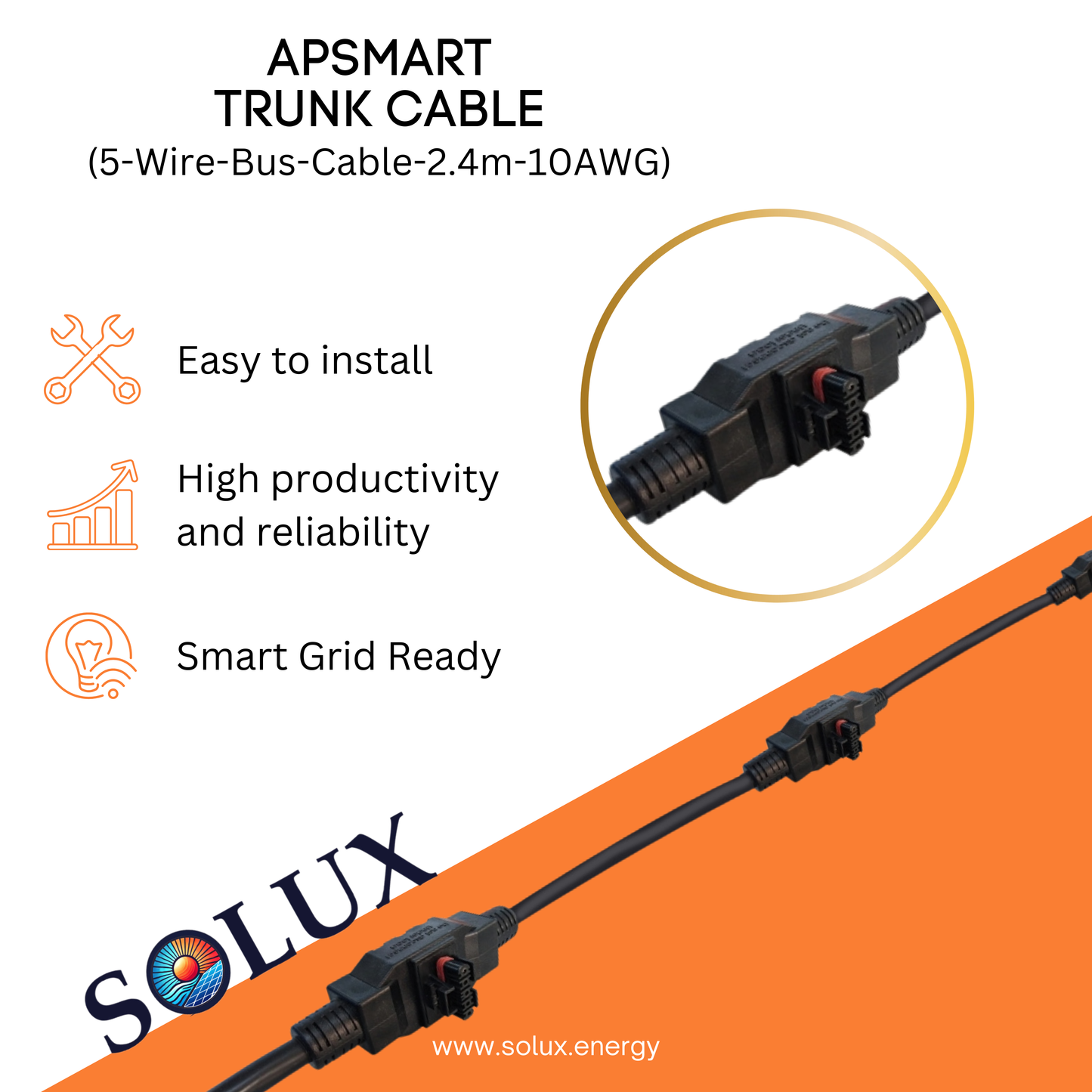 This is an image of 3 Phase 5 Conductor Cable - 10 AWG, 2.4 Meter