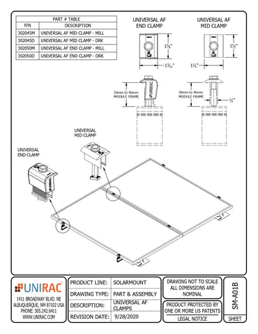 302045D solar middle clamps
