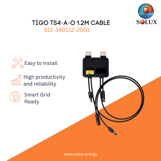 Tigo TS4-A-O, 16A Imp / 22AIsc 1500V UL, 1.2M Cable, MC4; 725W Max Power (Sold Individually, Master Box 20.27 lbs 15x11x13)