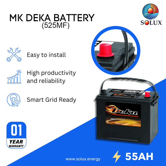 This is an image of MK Deka 12V Batteries 55Ah FLA 525MF