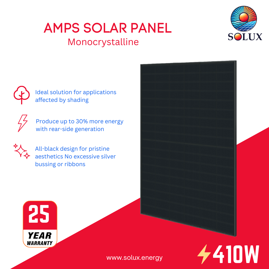AMPS AMPS-410P-54BB 410Watt 108 Half-Cell Monocrystalline All Black Solar Panel - Domestic Content