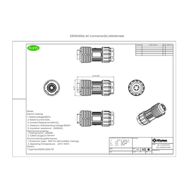 AC-Connector-F-10AWG 10awg wire