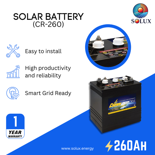 This is an image of CR-260 6 Volt Crown Commercial Deep Cycle Battery