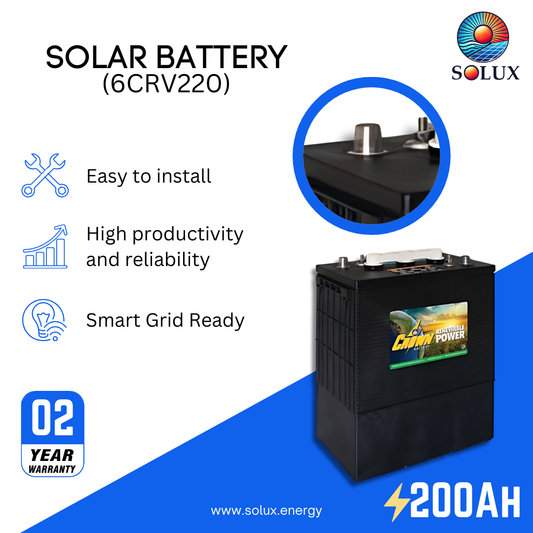 This is an image of Crown 6CRV220 200Ah 6VDC Maintenance Free Deep Cycle AGM Battery