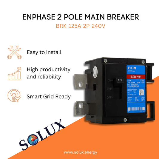 2 pole main breaker (BRK-125A-2P-240V) for Enphase Enpower, 125A, 25kAIC, Eaton CSR2125N, Easy to Install.