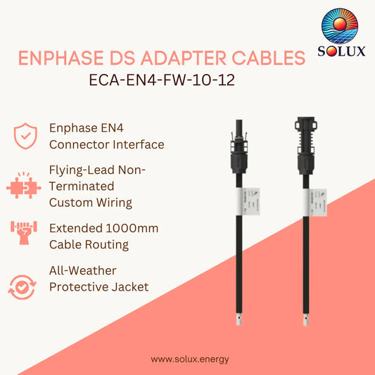 Standard image of Enphase DS Adapter Cables; its features listed on the left hand side