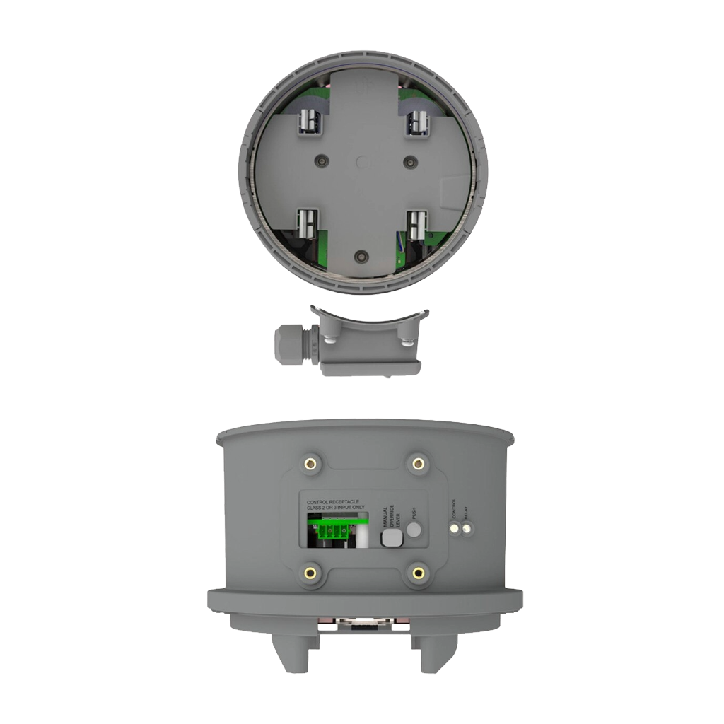 Gray electronic device with top and bottom views on a white background