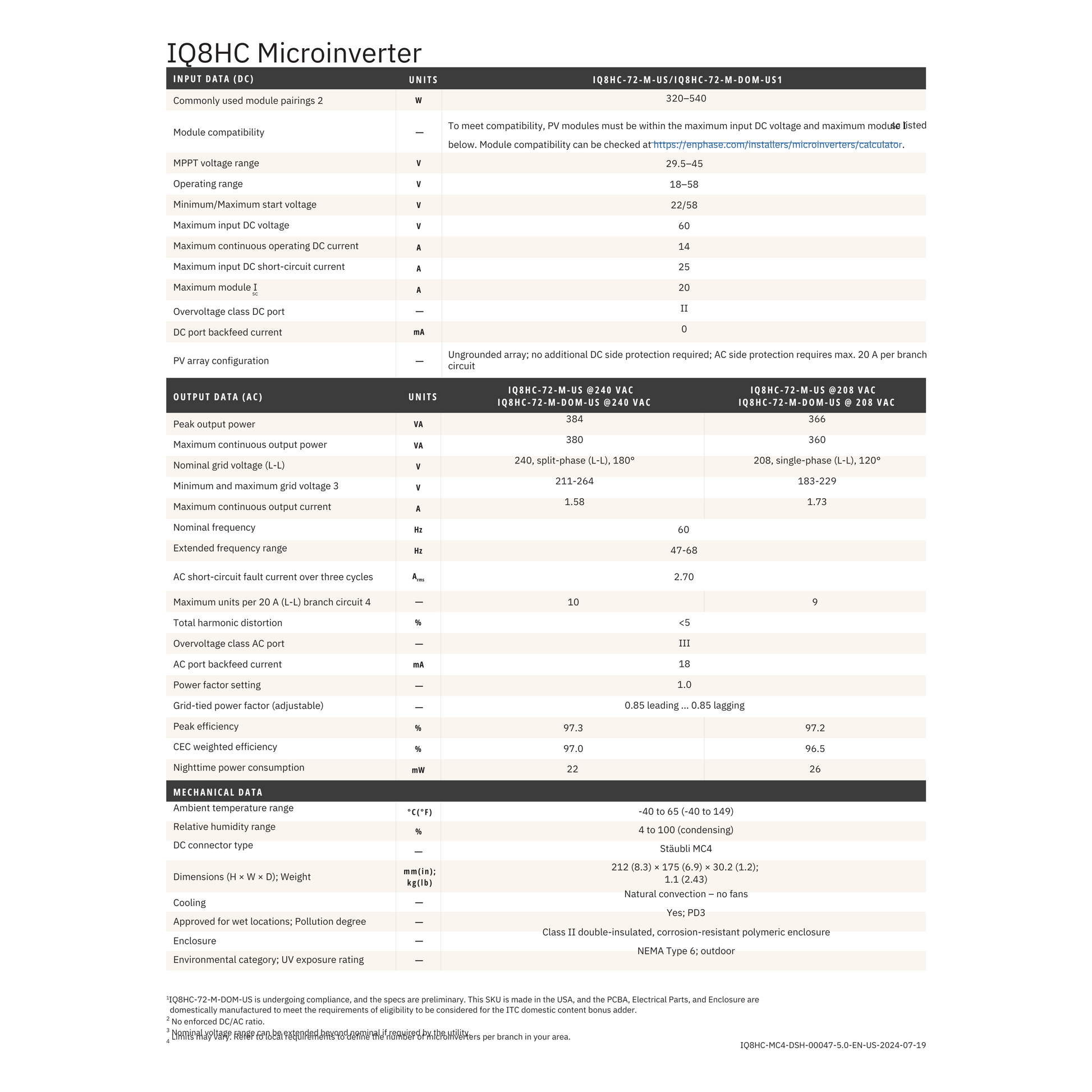 IQ8HC-72-M-DOM-US enphase domestic content