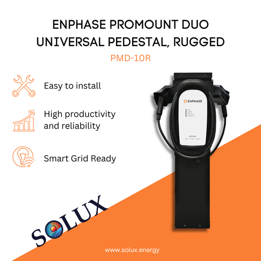 Enphase Universal Pedestal ProMount Duo, PMD-10R graphic: Easy to install, high productivity, and Smart Grid Ready.