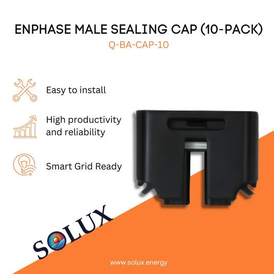 Enphase Sealing Cap (Male) Q-BA-CAP-10 (10-pack) black plastic protector for sealing unused solar branch connectors.
