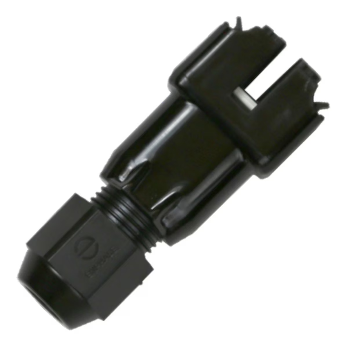 Product Image of Q-CONN-10M-1P, a male field-wireable connector for Enphase Q Cable on a white background.