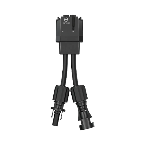 Product Image of Q-DCC-5: A black Enphase replacement DC adapter for Amphenol UTX connectors on a white background.
