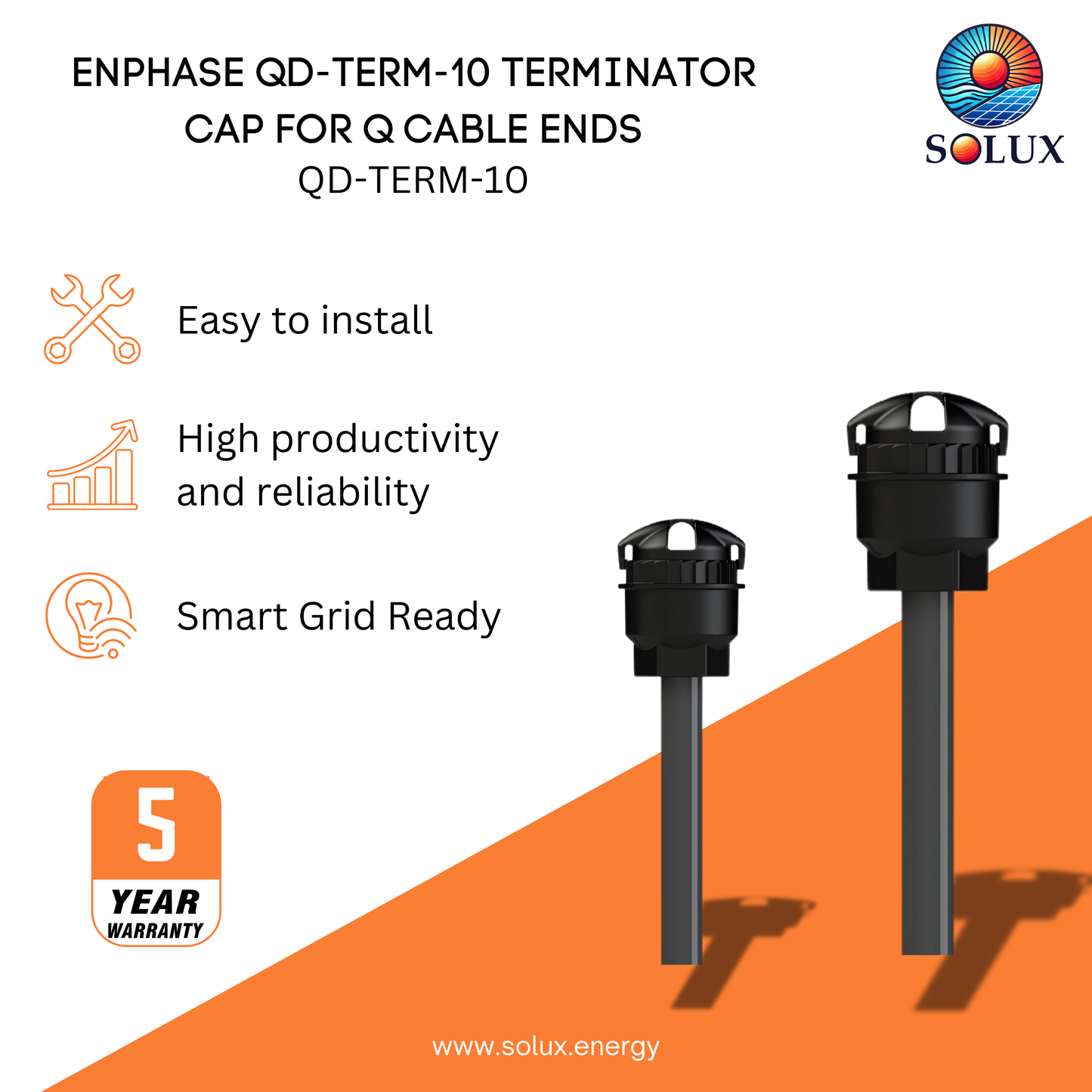 Ideal for solar installations, the Enphase Q-SEAL-10 Female Sealing Cap protects unconnected Q Cable ends from moisture and debris.