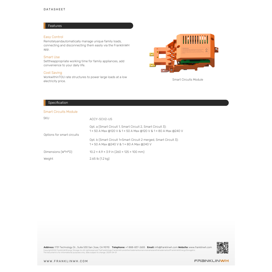 FWH-ACCY-SCV2-US smart circuit breakers