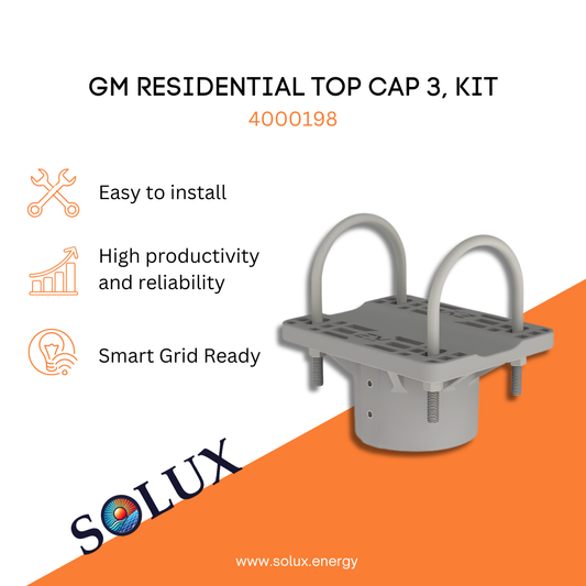K2 Top Cap 3, Kit GM Residential (4000198) featuring an adjustable u-bolt assembly for 3-inch ground-mount solar posts.