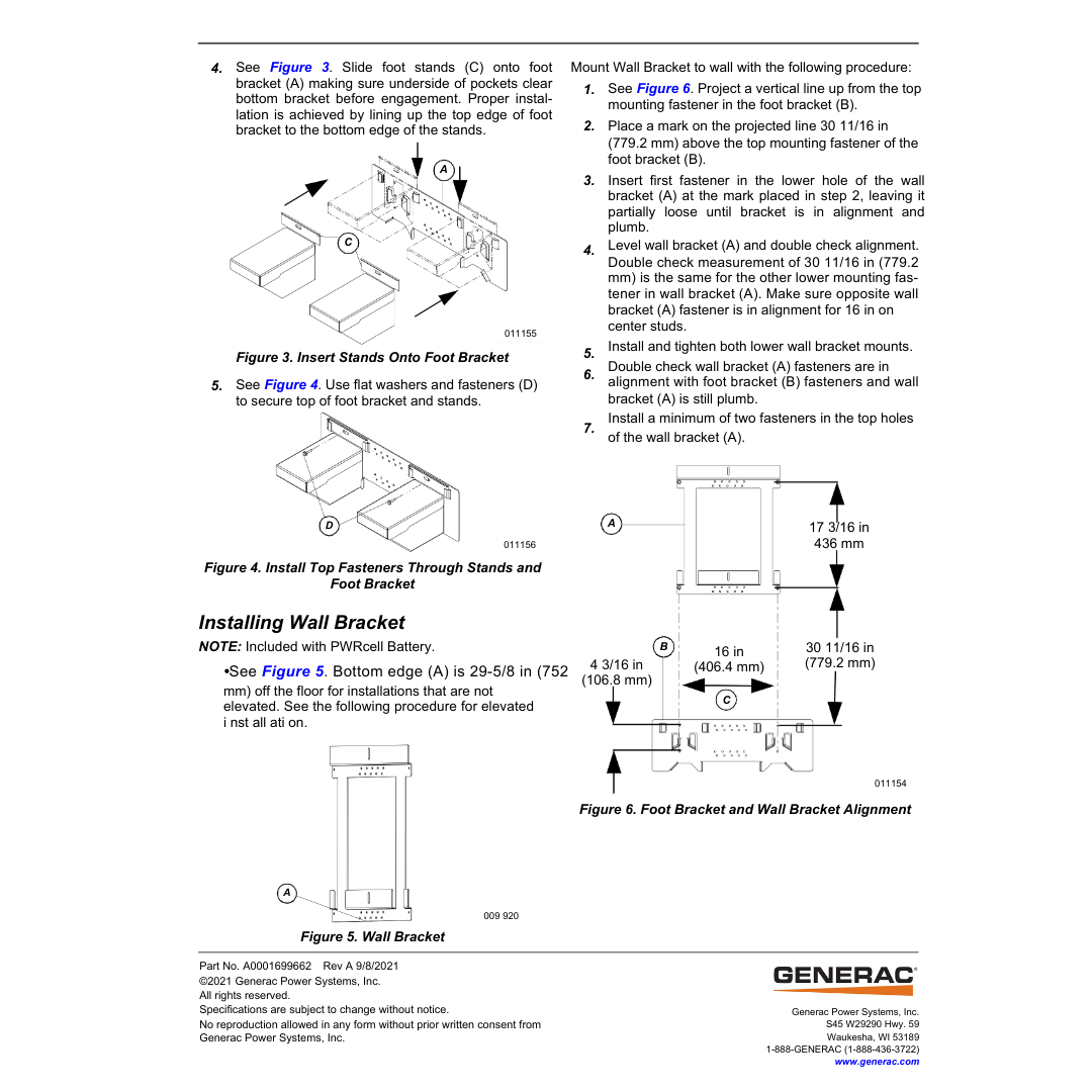 Generac APKE00043 PWRcell APKE00043 Battery Foot Bracket Kit