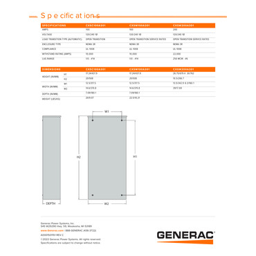CXSW200A301 generac 200a transfer switch