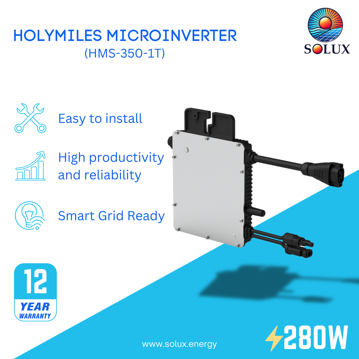 This is an image of Hoymiles HMS Microinverter 350-1T micro inverter plug and play