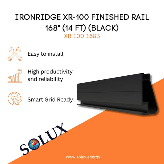 This is an image of Solar Roof Rails 14ft Ironridge XR-100 Rail Black