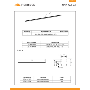 IR-AE-A1-170B solar panel mounting rails