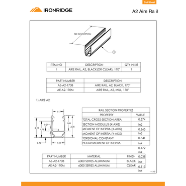 IR-AE-A2-170B aluminum mounting rail