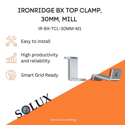 This is an image of Ironridge BX Top Clamp, 30mm, Mill (Priced as each)