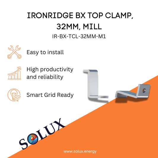This is an image of 32mm Clamp - Ironridge BX Top Clamp, Mill