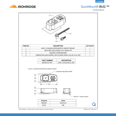 IR-QM-BUG-01-M1 solar panel conduit
