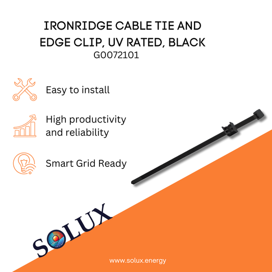 This is an image of Edge Clip and Cable Tie, UV Rated, Black by Ironridge