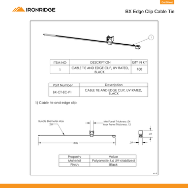 IR-BX-CT-EC-P1 uv rated cable ties