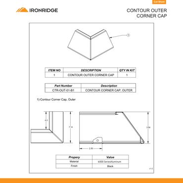 IR-CTR-OUT-01-B1 aluminum corner cap