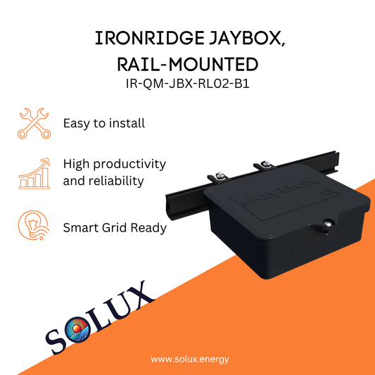 This is an image of Rail Mount Ironridge JayBox Junction Box