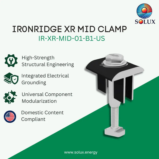 Ironridge XR Mid Clamp (30-40mm), Black, US Production (Priced as each)