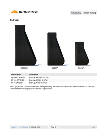 IR-XR-1000-CAP01-B1 end caps for railings