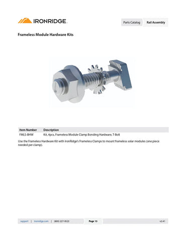IR-FMLS-BHW frameless solar module clamps