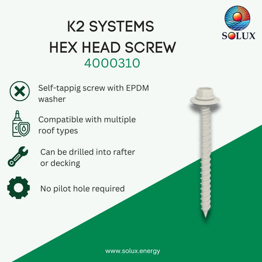 K2 Systems 4000310 DR #14 x 3’’ x 5/16 Hex Head Screw
