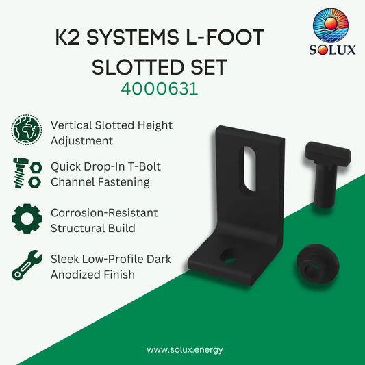 K2 Systems 4000631 L-Foot Slotted Set, Dark