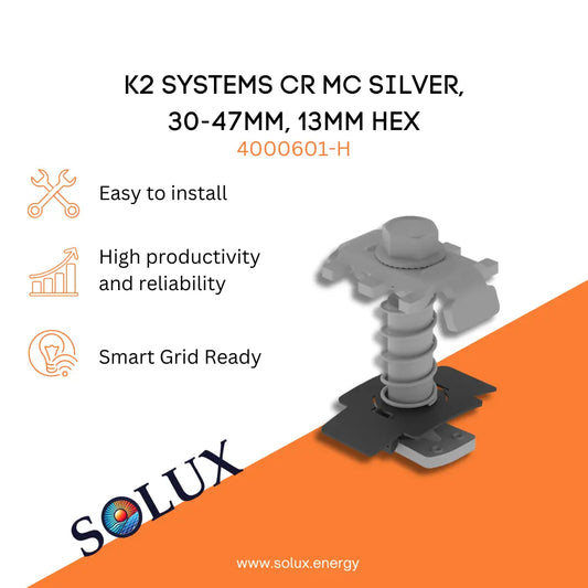 This is an image of Silver Clamp - K2 Systems MC Silver, 30-47mm, 13mm Hex