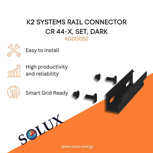 This is an image of Solar Rail Connector CR 44-X, Set, Dark | K2 Systems