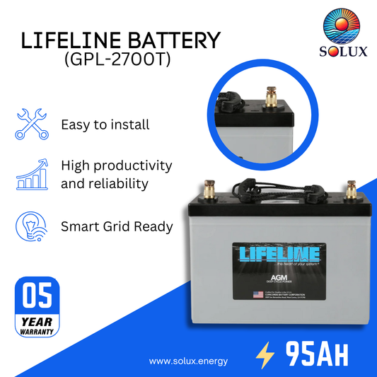 This is an image of AGM Starter Battery Lifeline GPL-2700T 12V 95Ah