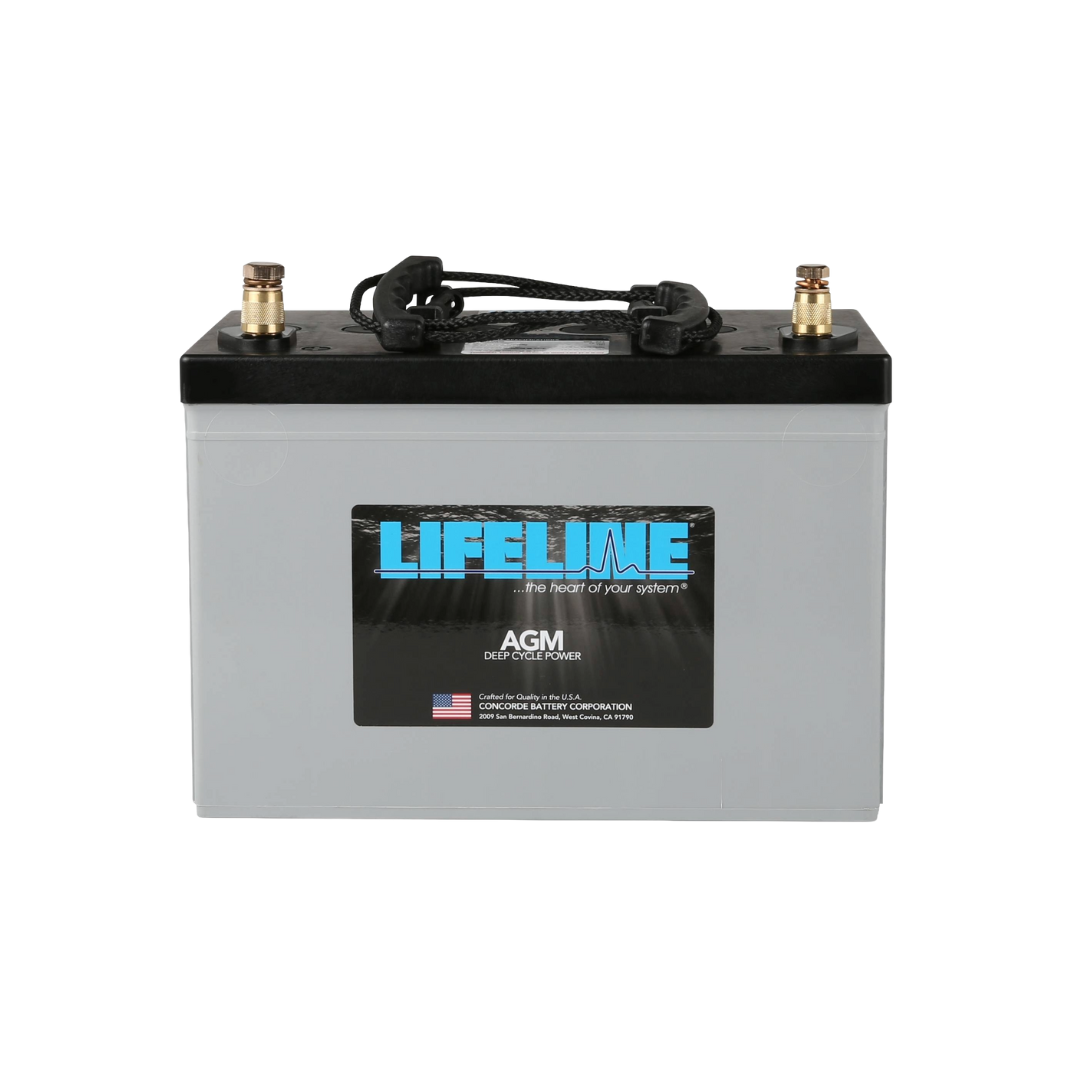 Lifeline AGM battery on a white background