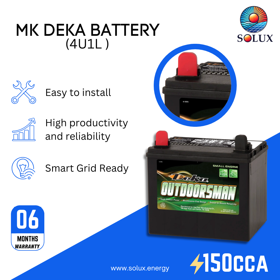 This is an image of MK Deka Lawn Mower Battery 4U1L 12V FLA