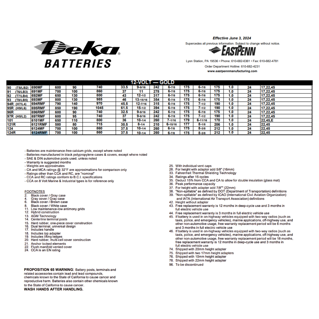 6124RMF 124r 700 cca battery