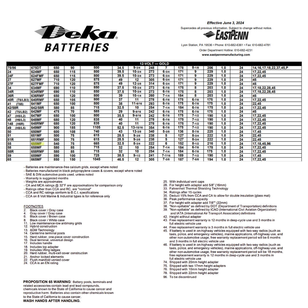 655MF group 55 battery