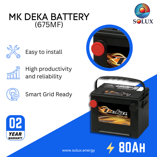 This is an image of MK Deka Batery with Side Terminals 80Ah 12V FLA