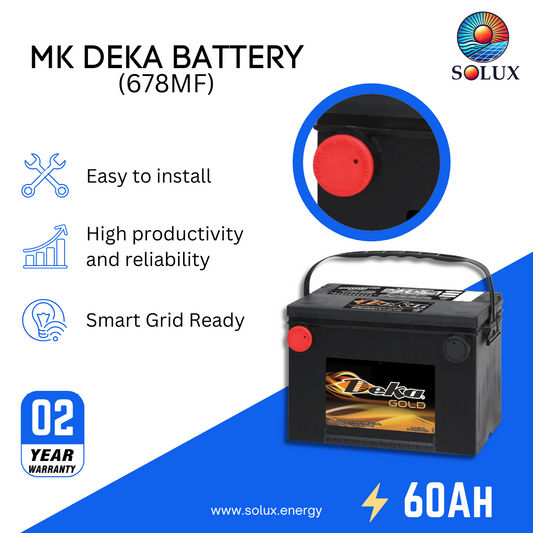 This is an image of MK Deka 60 Amp 12V FLA Battery 678MF