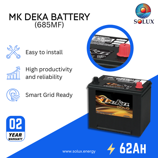 This is an image of MK Deka 62Ah 12V Lead Acid Battery Flooded