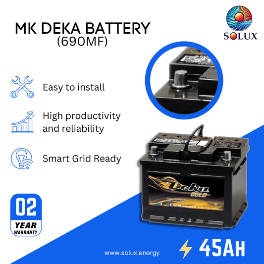 This is an image of MK Deka 45Ah 12V Battery FLA 690MF