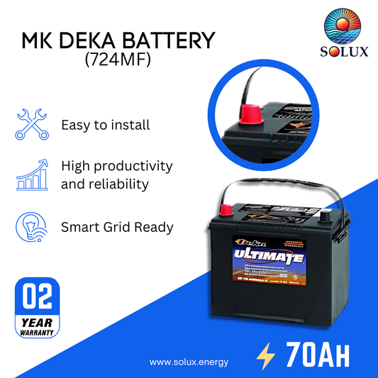 This is an image of MK Deka 12V 70Ah 724 MF Battery FLA